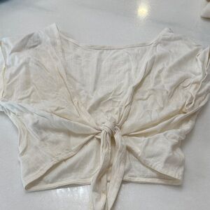 Princess Polly Cream Tie-Front Top